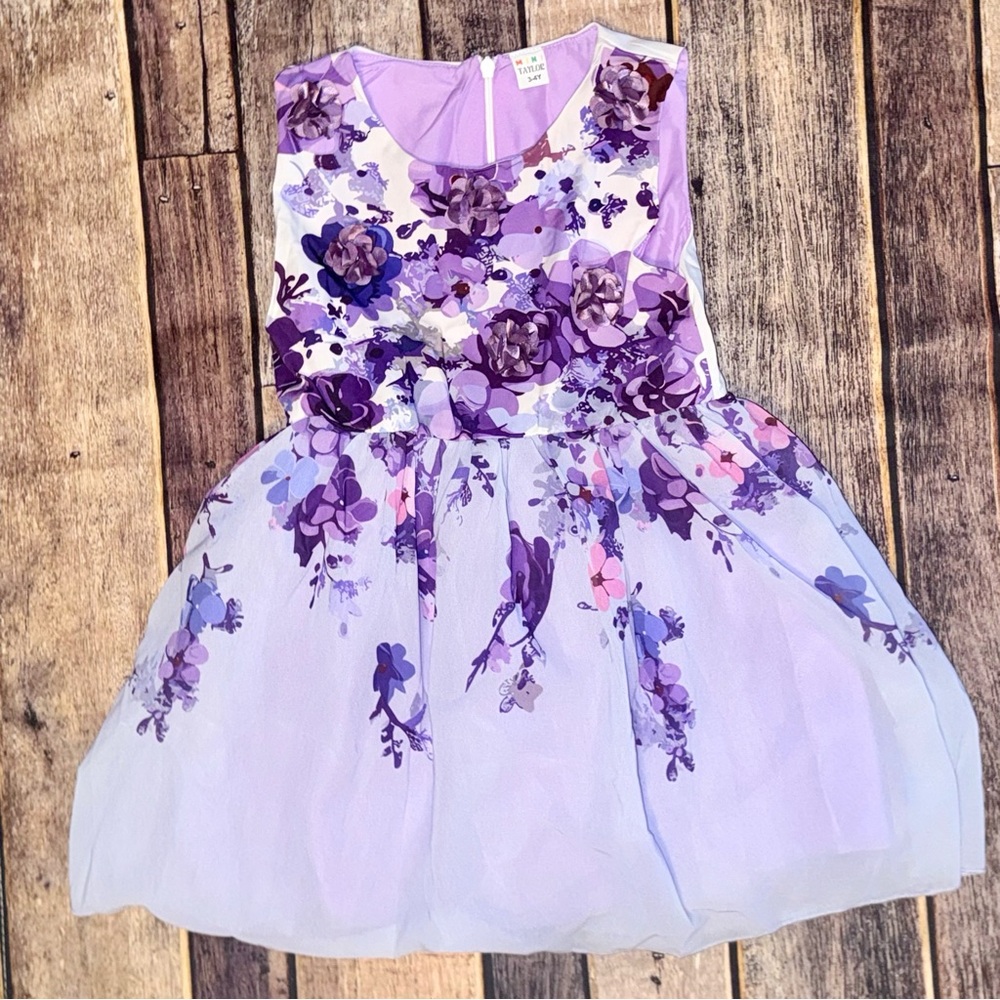 Mini Taylor Purple Floral Dress 3-4y